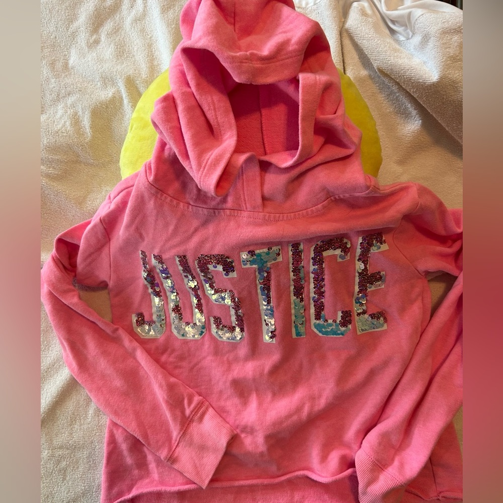Justice Pink Sequin Hoodie